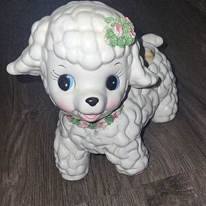 Rare Curly Lamb Planter with Spaghetti Trim Japan Retro